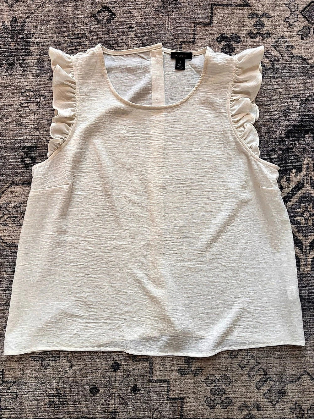 Halogen Ruffle Sleeve Blouse in Cream Like New Size Large